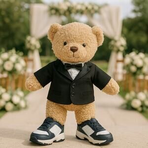 Build-A-Bear Tuxedo Groom Teddy Bear w/ Skechers Shoes 16" Wedding Plush